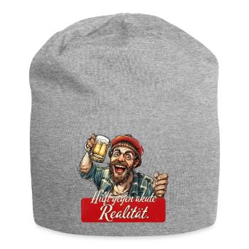 Hilft gegen akute Realität – Bier Humor - Jersey-Beanie - Grau meliert - Vorne