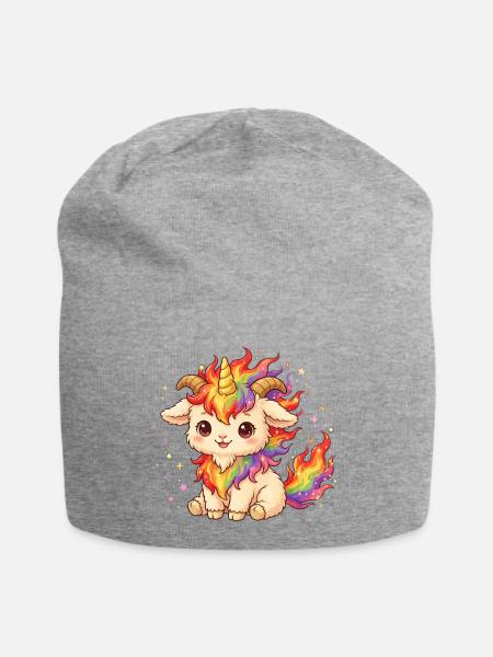 Unicorn Fire Goat Shirt Einhorn Feuer Ziege - Jersey-Beanie - Grau meliert