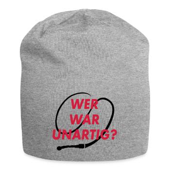 Wer war unartig? Peitsche - Jersey-Beanie - Grau meliert - Vorne
