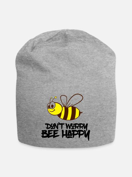 bee happy - Jersey-Beanie - Grau meliert