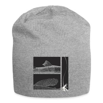 Modell 44 - Äsche und Forelle - Jersey-Beanie - Grau meliert - Vorne