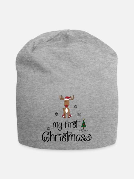 My First Christmas - Jersey-Beanie - Grau meliert