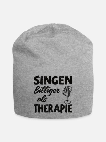 Singen! Billiger als Therapie - Jersey-Beanie - Grau meliert