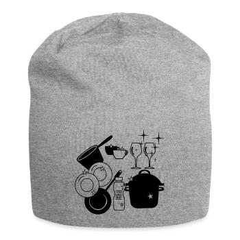 Geschirr sauberes Geschirrspüllogo - Jersey-Beanie - Grau meliert - Vorne