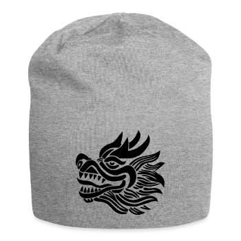 Tête de dragon chinois (noir) - Bonnet en jersey - gris chiné - Devant