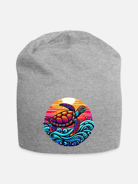 Schildkröte - Jersey-Beanie - Grau meliert