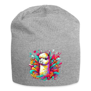 Alpaka - Jersey-Beanie - Grau meliert - Vorne