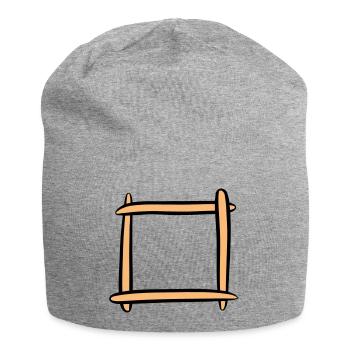 Dekorativer Holzrahmen / Bilderrahmen. Vorlage. - Jersey-Beanie - Grau meliert - Vorne
