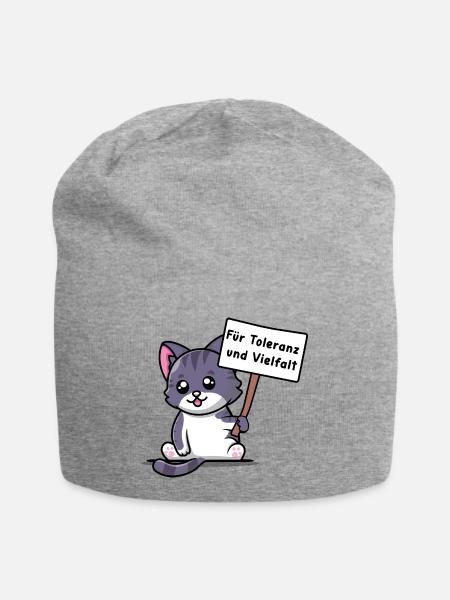 Kittehs für Toleranz und Vielfalt - Jersey-Beanie - Grau meliert