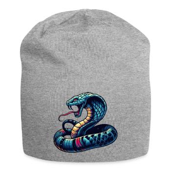 motif serpent Cobra dynamique et coloré - Bonnet en jersey - gris chiné - Devant