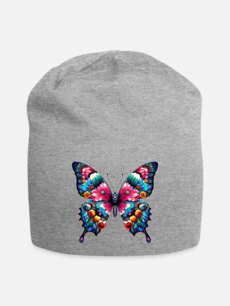 Schmetterling - Jersey-Beanie - Grau meliert