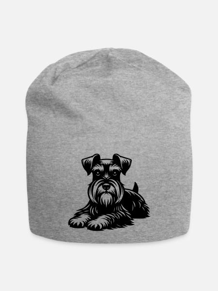 Zwergschnauzer - Jersey-Beanie - Grau meliert