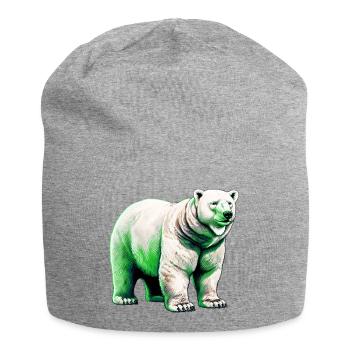 Weißer Eisbär - Jersey-Beanie - Grau meliert - Vorne