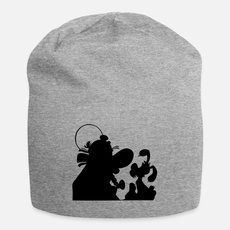 Asterix & Obelix - Obelix mit Idefix Schatten - Jersey-Beanie - Grau meliert