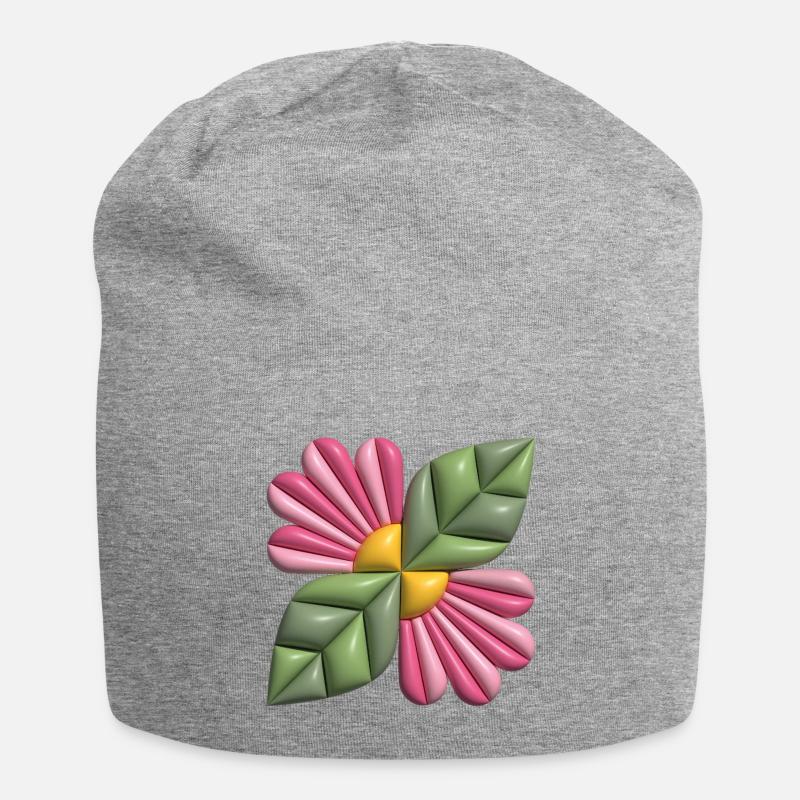 Carré de fleur 3D - Bonnet en jersey - gris chiné