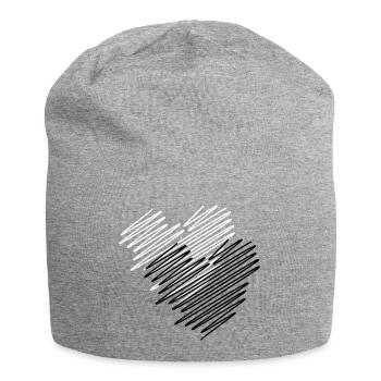 Zwei Herzen Scribble - Jersey-Beanie - Grau meliert - Vorne