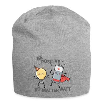 Be Positive No Matter Watt - Jersey Beanie - heather grey - Front