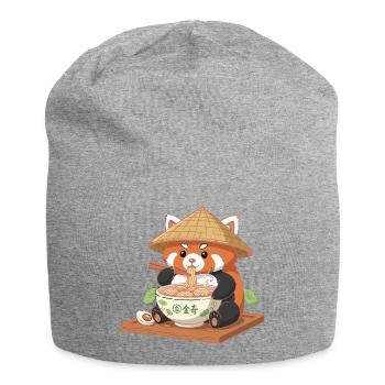 Ramen Panda avec chapeau de paille - Bonnet en jersey - gris chiné - Devant
