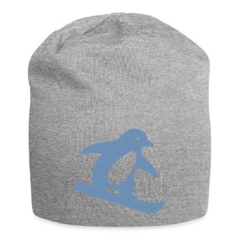 Minimalistischer Pinguin Snowboard Winterurlaub - Jersey-Beanie - Grau meliert - Vorne