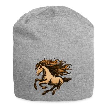 Fiery horse with flowing mane - Jersey Beanie - heather grey - Front