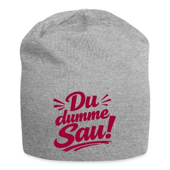 Du dumme Sau! Aufdruck - Jersey-Beanie - Grau meliert - Vorne