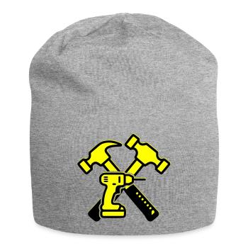 Werkzeug Bohrer Hämmer Gelb - Jersey-Beanie - Grau meliert - Vorne