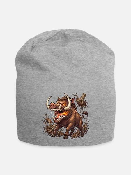 Feuersturm-Wildschwein - Jersey-Beanie - Grau meliert