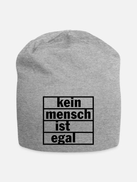 Kein Mensch ist egal (Farbe änderbar) - Jersey-Beanie - Grau meliert