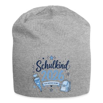 Schulkind 2026 - Einschulung - Jersey-Beanie - Grau meliert - Vorne