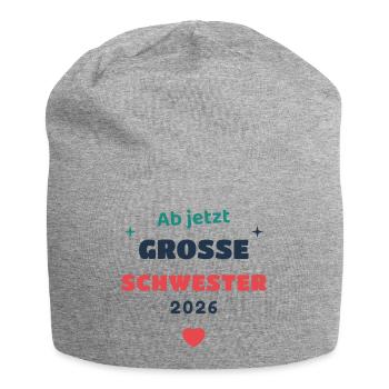 Einschulung 2026 Schwester - Schulkind Geschenk Sc - Jersey-Beanie - Grau meliert - Vorne