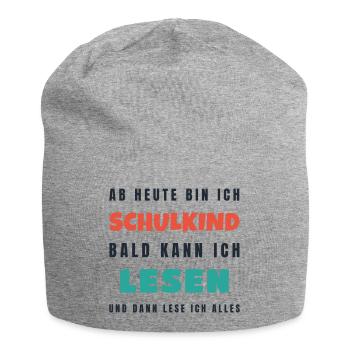 Schulkind 2026 Bald kann ich lesen - Einschulung - Jersey-Beanie - Grau meliert - Vorne