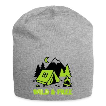 Camping Zelt Natur Grafik - Jersey-Beanie - Grau meliert - Vorne