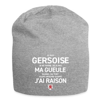 Je Suis Gersoise Je Ne Ferme Deja Pas Ma Gueule... - Bonnet en jersey - gris chiné - Devant