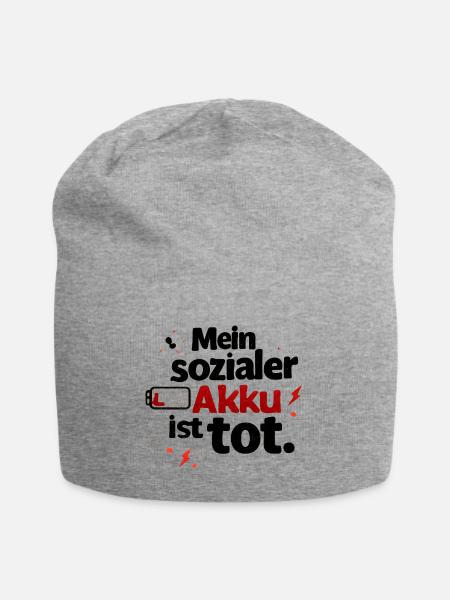 Mein sozialer Akku ist tot - Jersey-Beanie - Grau meliert
