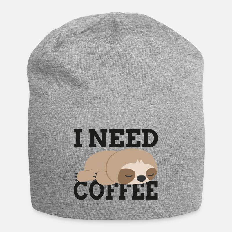 Funny I need coffee funny gift idea - Jersey Beanie - heather grey