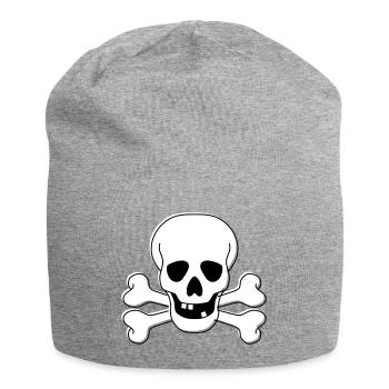Totenkopf - Jersey-Beanie - Grau meliert - Vorne