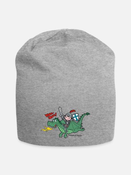 Kleiner Ritter und sein Freund, der Drache - Jersey-Beanie - Grau meliert