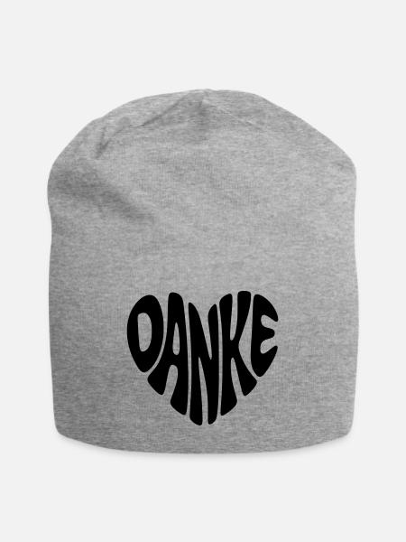 Danke - Herzform - Herz Form - Danke sagen - Jersey-Beanie - Grau meliert