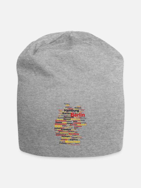 Deutschland Umriss Städte Flagge Berlin Hamburg - Jersey-Beanie - Grau meliert