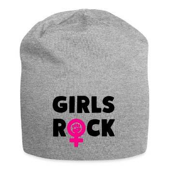 Girls Rock Girl Power - Jersey-Beanie - Grau meliert - Vorne