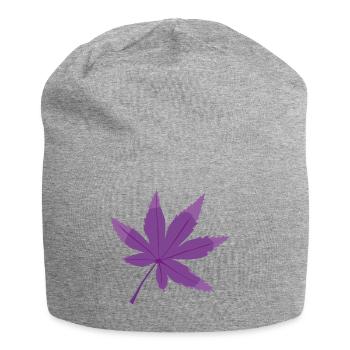 Lila Blatt - Herbstmotiv Geschenk - Jersey-Beanie - Grau meliert - Vorne