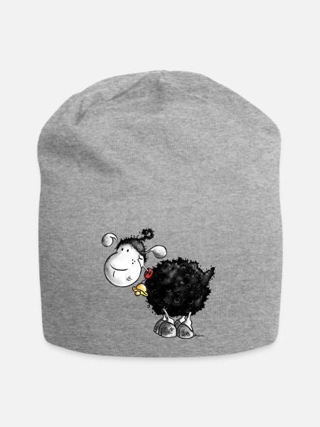 Wolli Wollschaf - Schaf - Schafe - Jersey-Beanie - Grau meliert