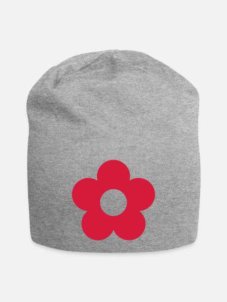 Blüte Blume minimal Geschenk - Jersey-Beanie - Grau meliert