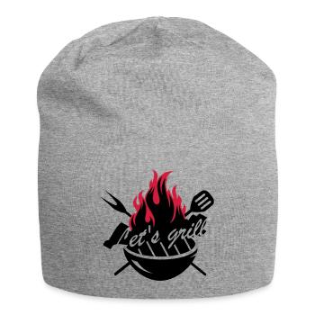 Grill mit Grillbesteck - Jersey-Beanie - Grau meliert - Vorne