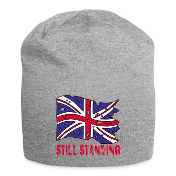 Zerrissene englische Flagge - Jersey-Beanie - Grau meliert - Vorne