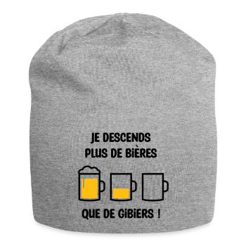 Je descend plus de bières que de gibiers ! - Bonnet en jersey - gris chiné - Devant