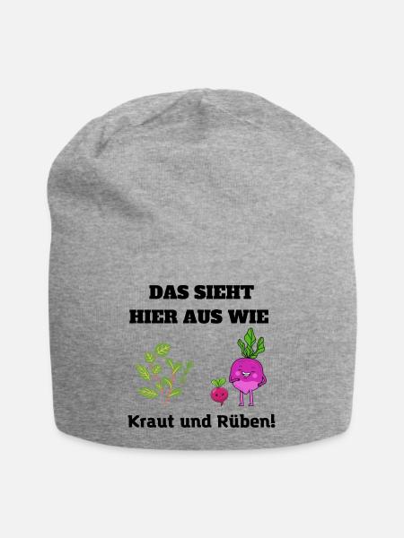 Das sieht aus wie Kraut und Rüben - Sprichwort - Jersey-Beanie - Grau meliert