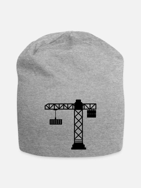 Kran mit Seecontainer - Jersey-Beanie - Grau meliert