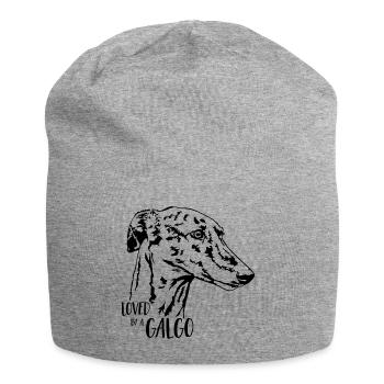 Loved by a GALGO Hundespruch Wilsigns - Jersey-Beanie - Grau meliert - Vorne