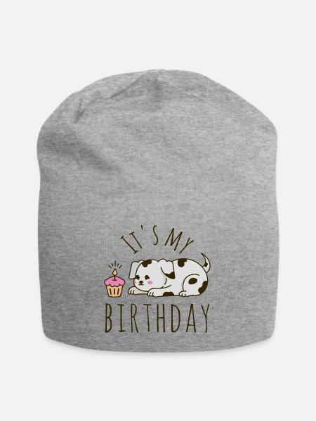C’est mon chien d’anniversaire - Bonnet en jersey - gris chiné
